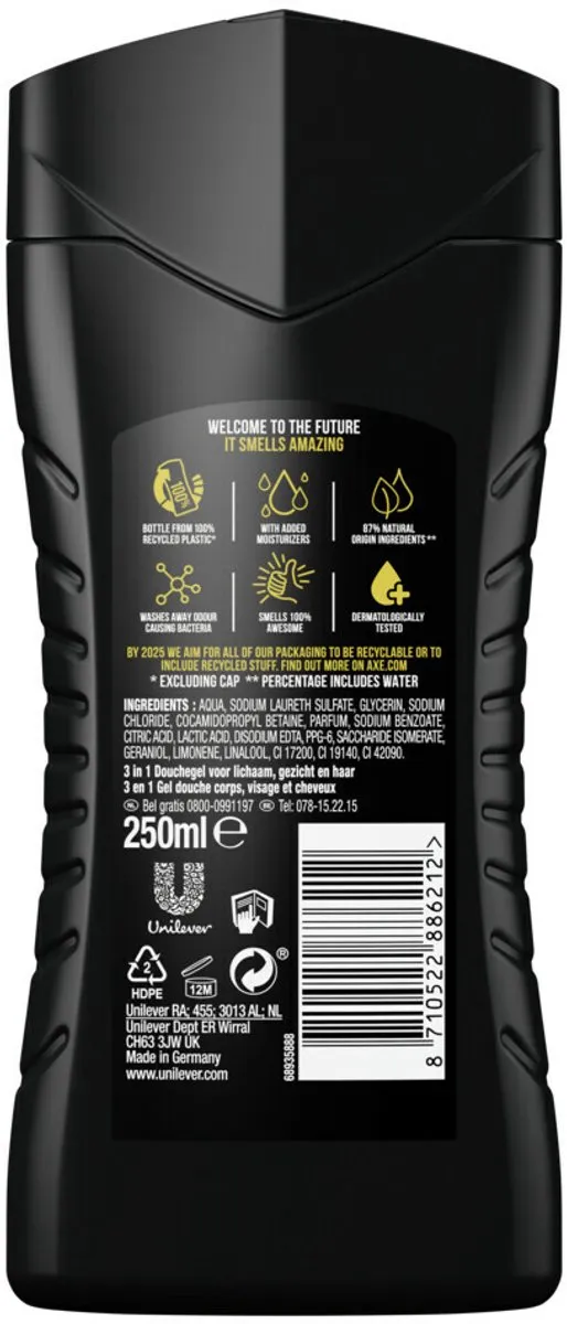 Axe Dark Temptation Douchegel 3-in-1 250ml - 6 Stuks
