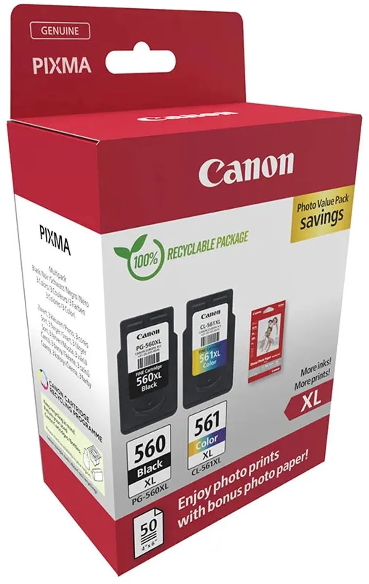 Canon PG-560XL/CL-561XL Inktcartridges - 300 pagina's - Zwart & Kleur