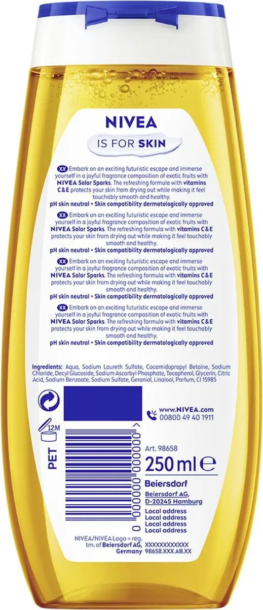 NIVEA Solar Sparks Douchegel Vitaminen C & E - 6x250ml