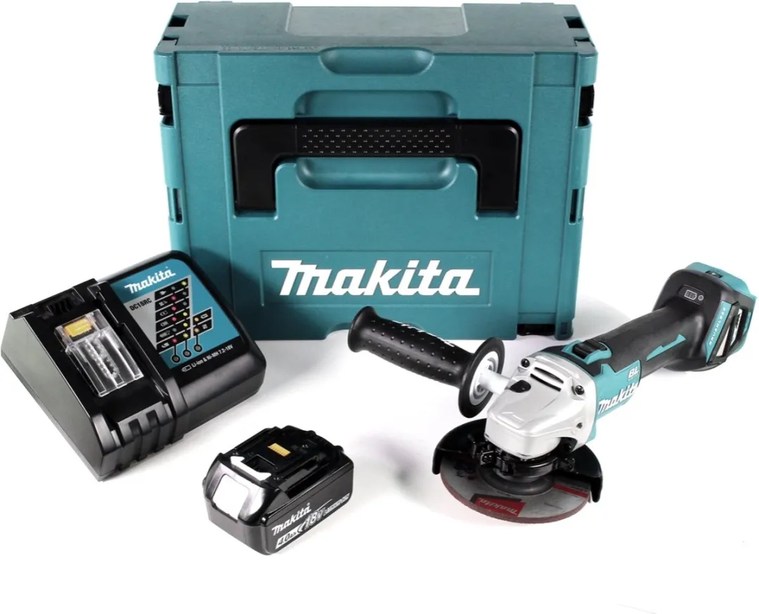 Makita DGA 511 RM1J Haakse Slijper 18V - 125mm - 1x 4.0Ah Accu + Lader