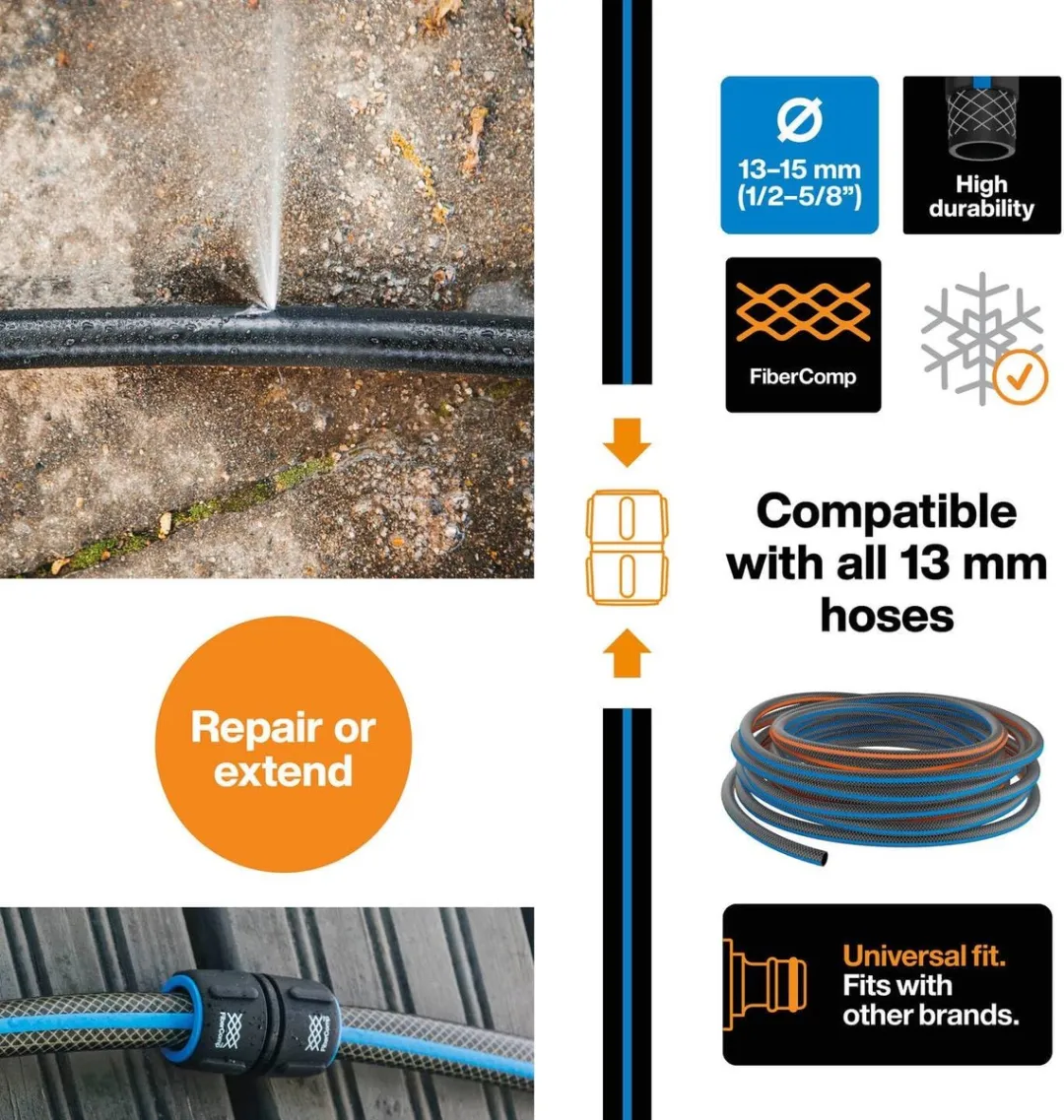 Fiskars FiberComp Tuinslangkoppeling Reparator 13-15mm - Vorstbestendig