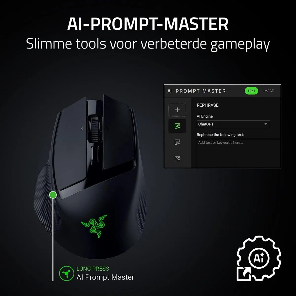 Razer Basilisk Mobile RZ01-04310100-R3G1 Draadloze Gaming Muis - 18.000 DPI - Zwart