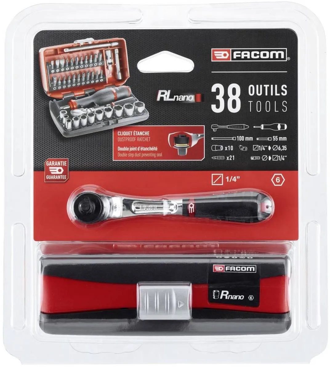 FACOM RL.NANO1 Dopsleutelset 1/4" 38-delig - Metrisch
