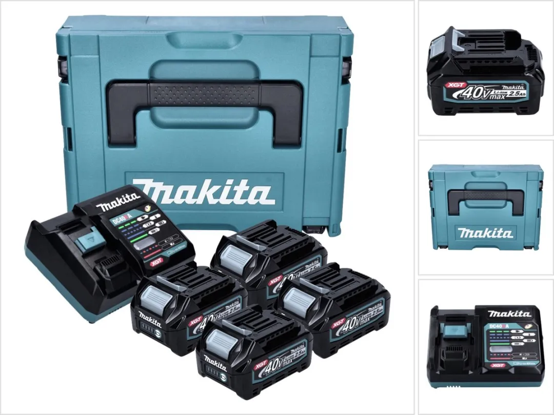 Makita Power Source Kit 4x BL4025 2,5Ah + DC40RA Lader + Makpac