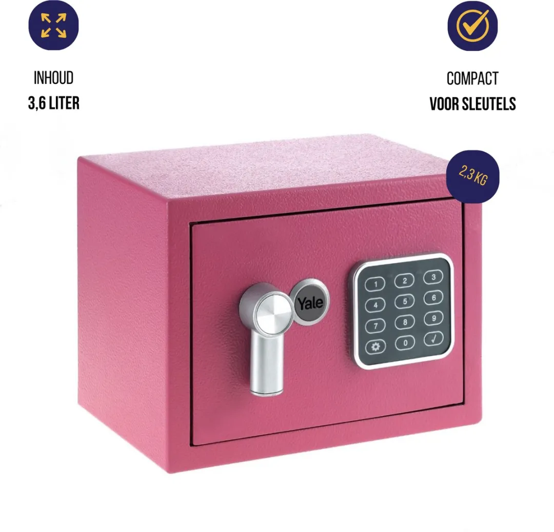 Yale Elektronische Kluis DB2 Mini - Roze
