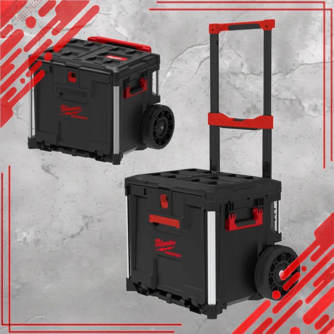 Milwaukee Packout Gereedschapskoffer op Wielen 57L - Rood/Zwart