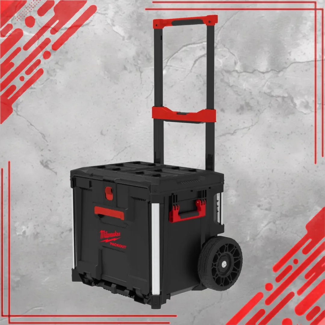 Milwaukee Packout Gereedschapskoffer op Wielen 57L - Rood/Zwart