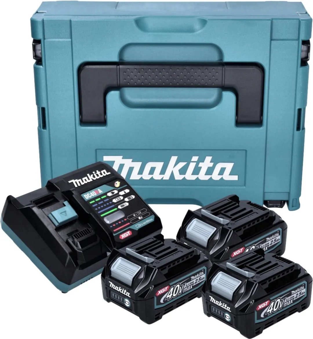 Makita Power Source Kit 3x BL4025 40V 2,5Ah + DC40RA Lader + Makpac