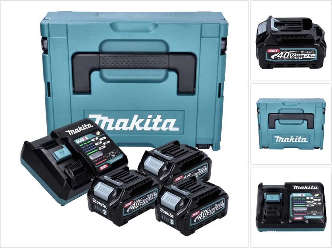 Makita Power Source Kit 3x BL4025 40V 2,5Ah + DC40RA Lader + Makpac