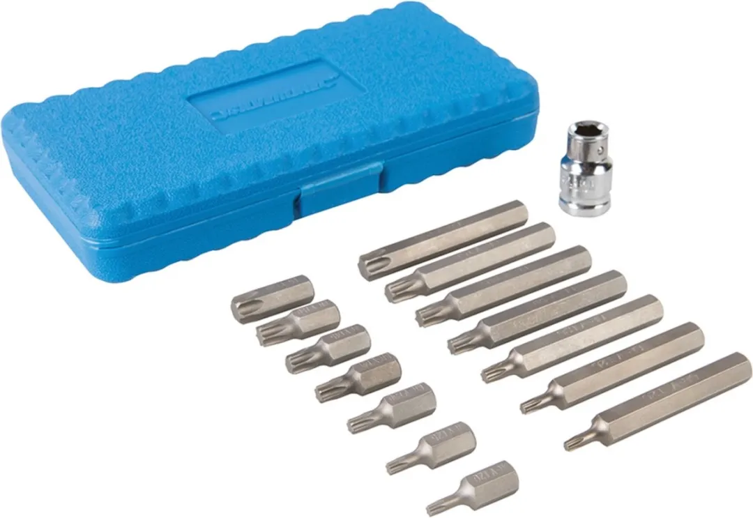 Silverline Torx Bitset 15-delig - Gehard chroom-vanadium - Blauw