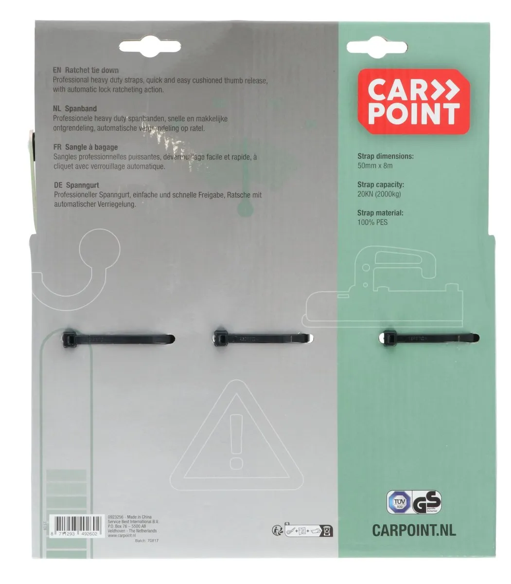 Carpoint Spanband met ratel 4000kg - 8m Geel
