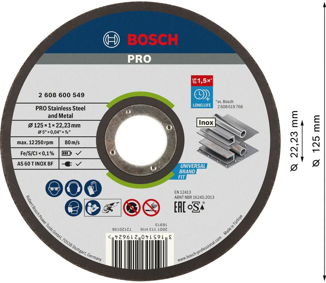 Bosch Doorslijpschijf Expert for Inox Rapido AS 60 T INOX BF 125mm