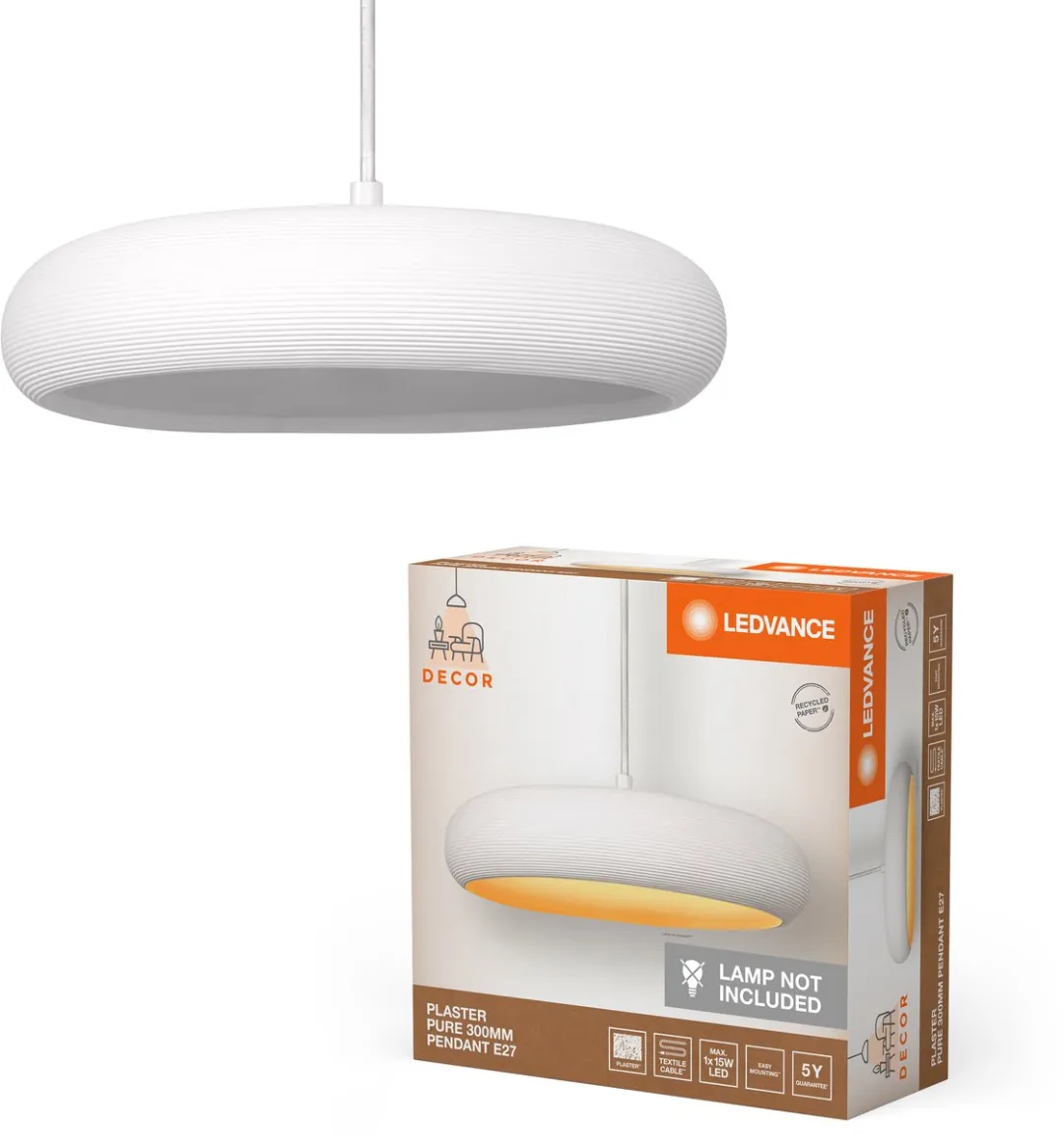 LEDVANCE OSRAM Decor Pleister Pure Hanglamp 300 E27 - Wit