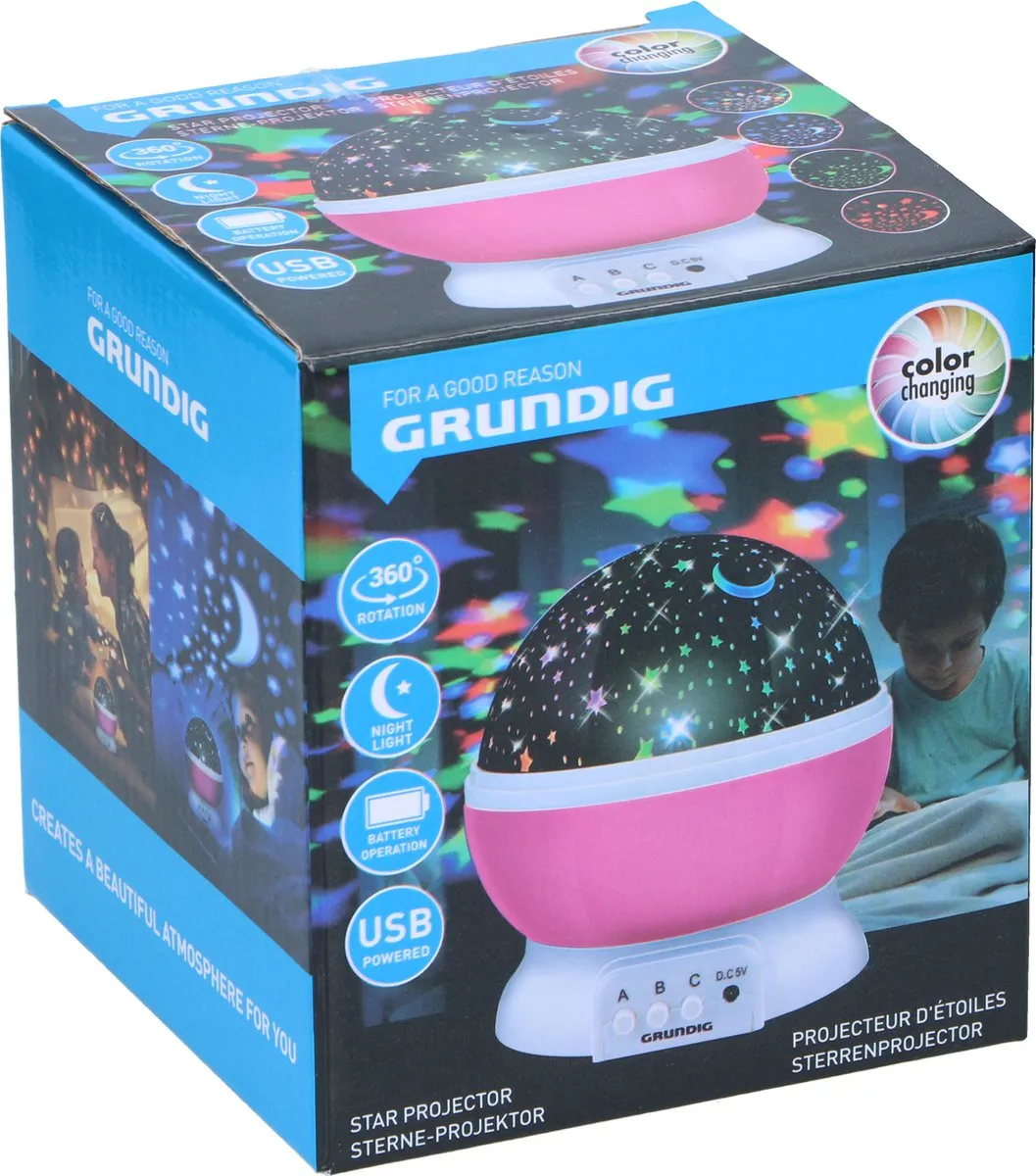 Grundig Nachtlamp Sterrenprojector - Roze - afbeelding 6 van 6