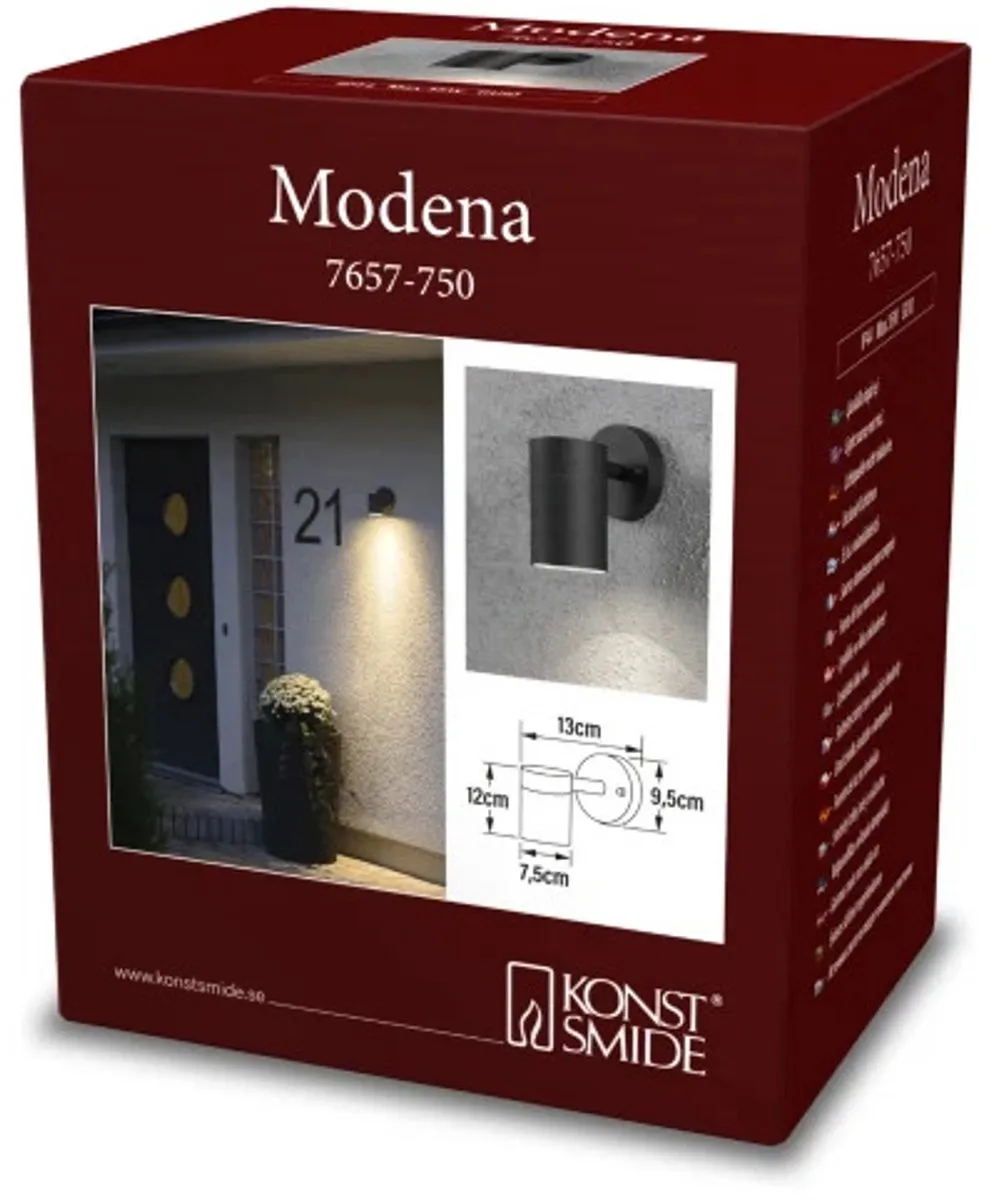 Konstsmide Modena Wandspot XL 12cm GU10 - Matzwart