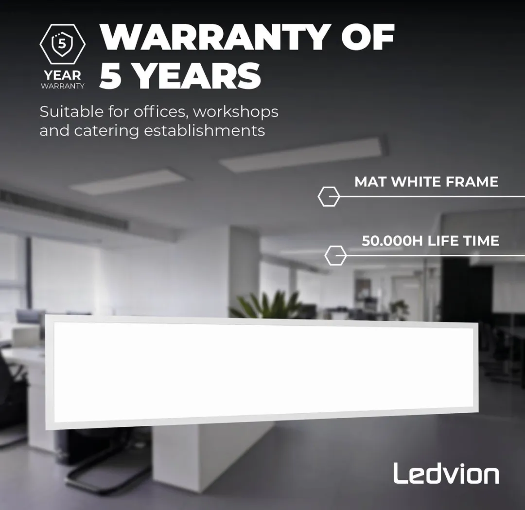 LEDVION 6x LED Paneel 120x30cm 24W 6500K - 6 Stuks
