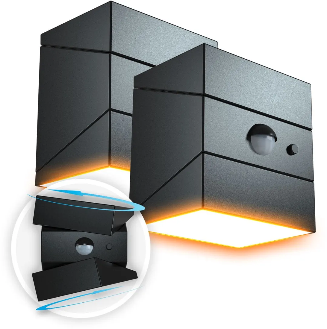 FlinQ Solar TwistCube USB-C 2-packs - Zonne buitenlamp met bewegingssensor