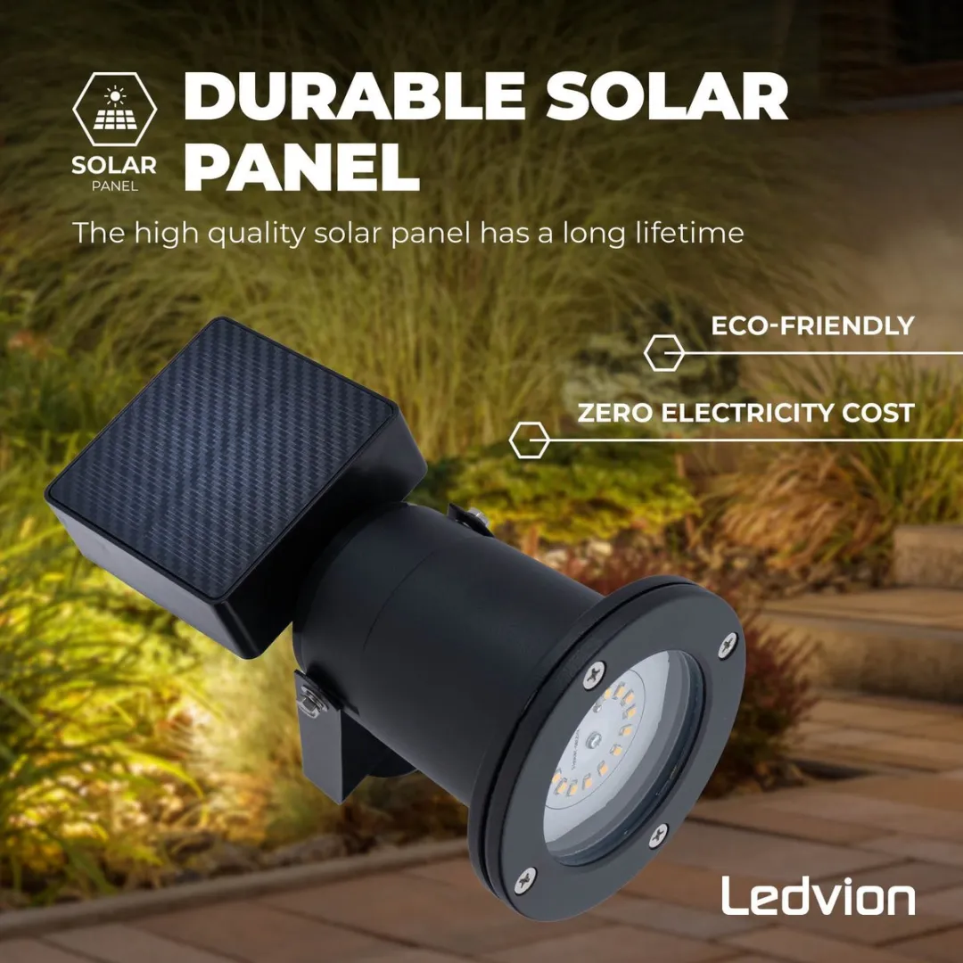 LEDVION 3x Solar Prikspot 0.29W 3000K IP44 - Zwart