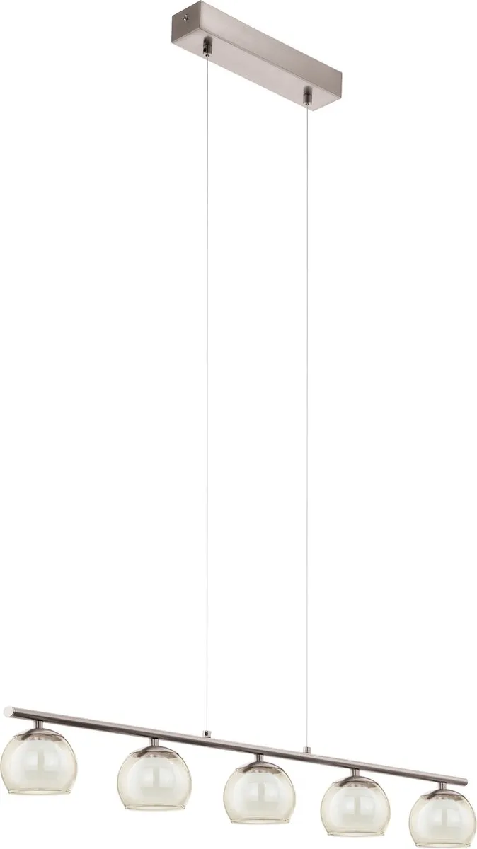 Eglo Ascolese Hanglamp 5 Lichts - 900mm - Nikkel-Mat - Amber/Wit