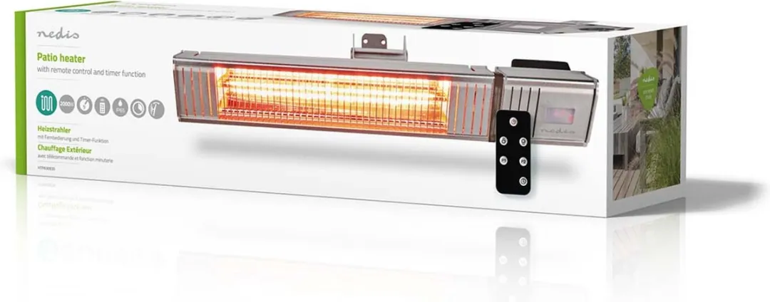 Nedis HTPA30ESS Patioverwarming 2000W - 9 Standen - Wandmontage
