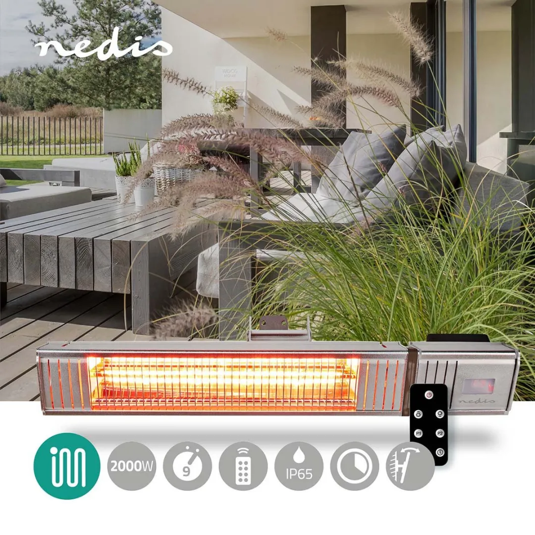Nedis HTPA30ESS Patioverwarming 2000W - 9 Standen - Wandmontage