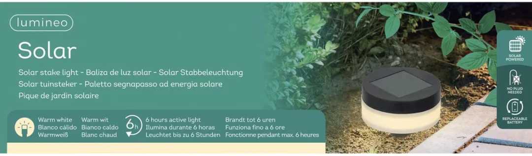 Lumineo Solar Prikspots 4 Stuks - Zwart - Ø9cm