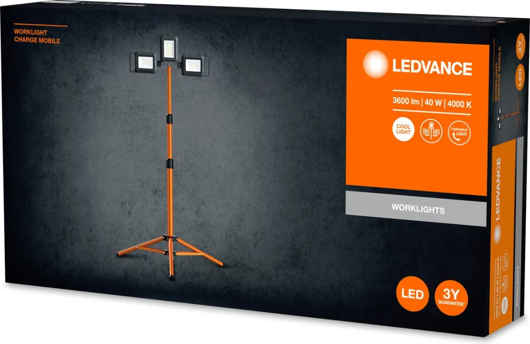 LEDVANCE Worklight Battery Tripod 30W - Koelwit 4000K - Donkergrijs