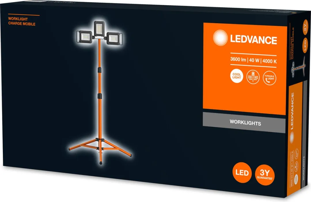 LEDVANCE Worklight Battery Tripod 30W - Koelwit 4000K - Donkergrijs