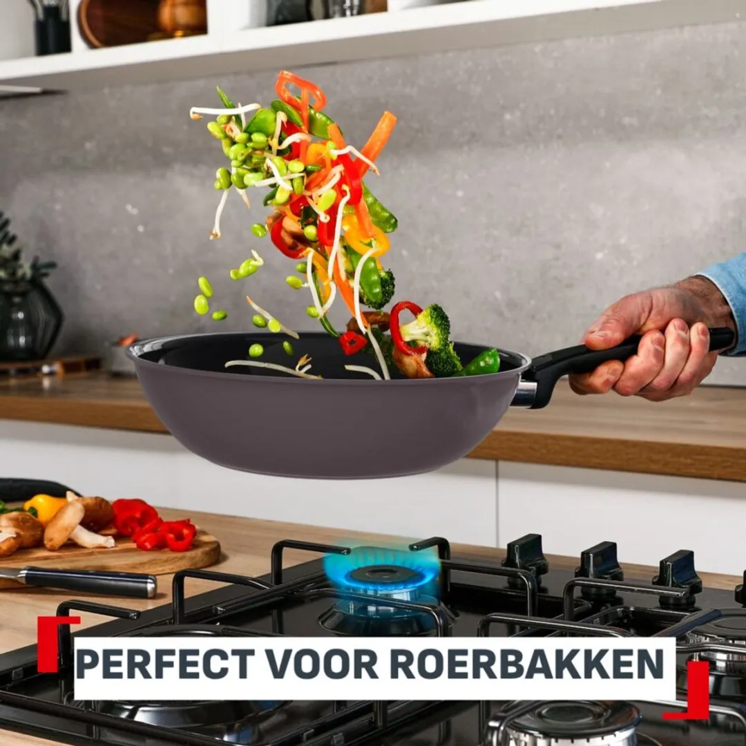 Tefal Ceramic Control Wokpan 28cm - Grijs