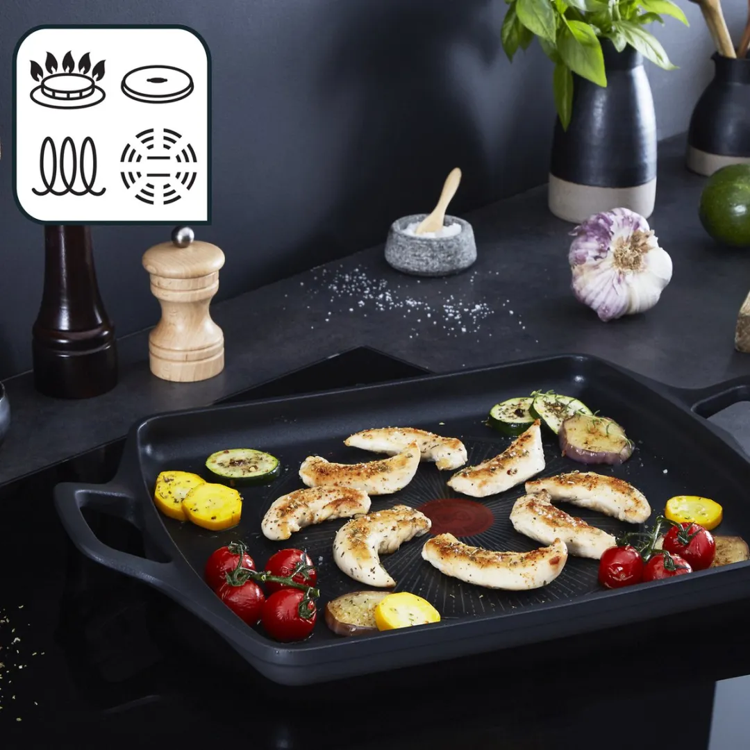 Tefal Robusto Plancha Pan 26x32cm - Inductie - Zwart