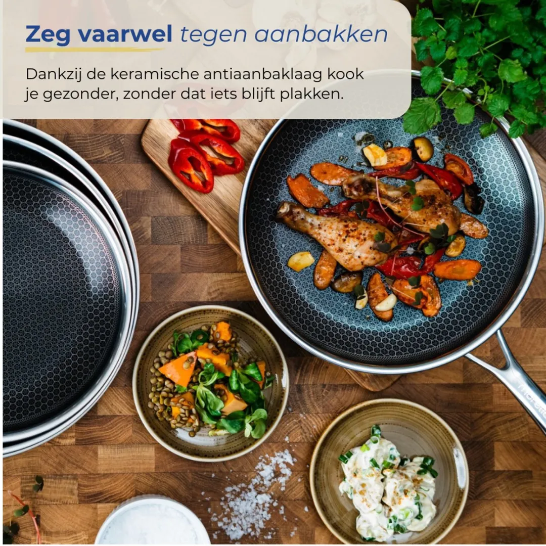 Morelia Hybrid Koekenpan 24cm - Zwart - Incl. deksel & accessoires