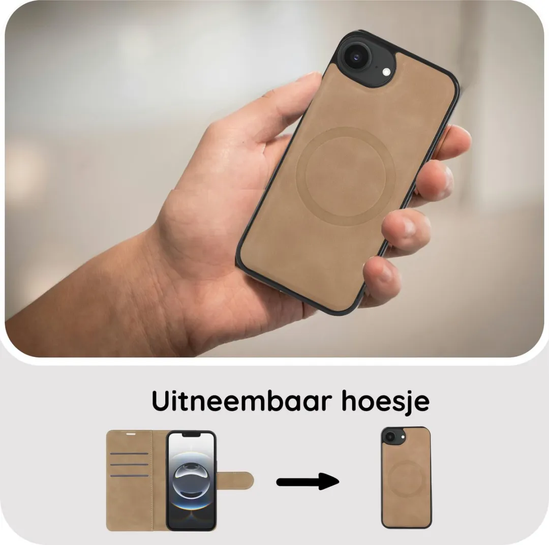 Just in Case iPhone 17e/16e Hoesje Bruin - MagSafe - 3 Pasjes - afbeelding 6 van 6