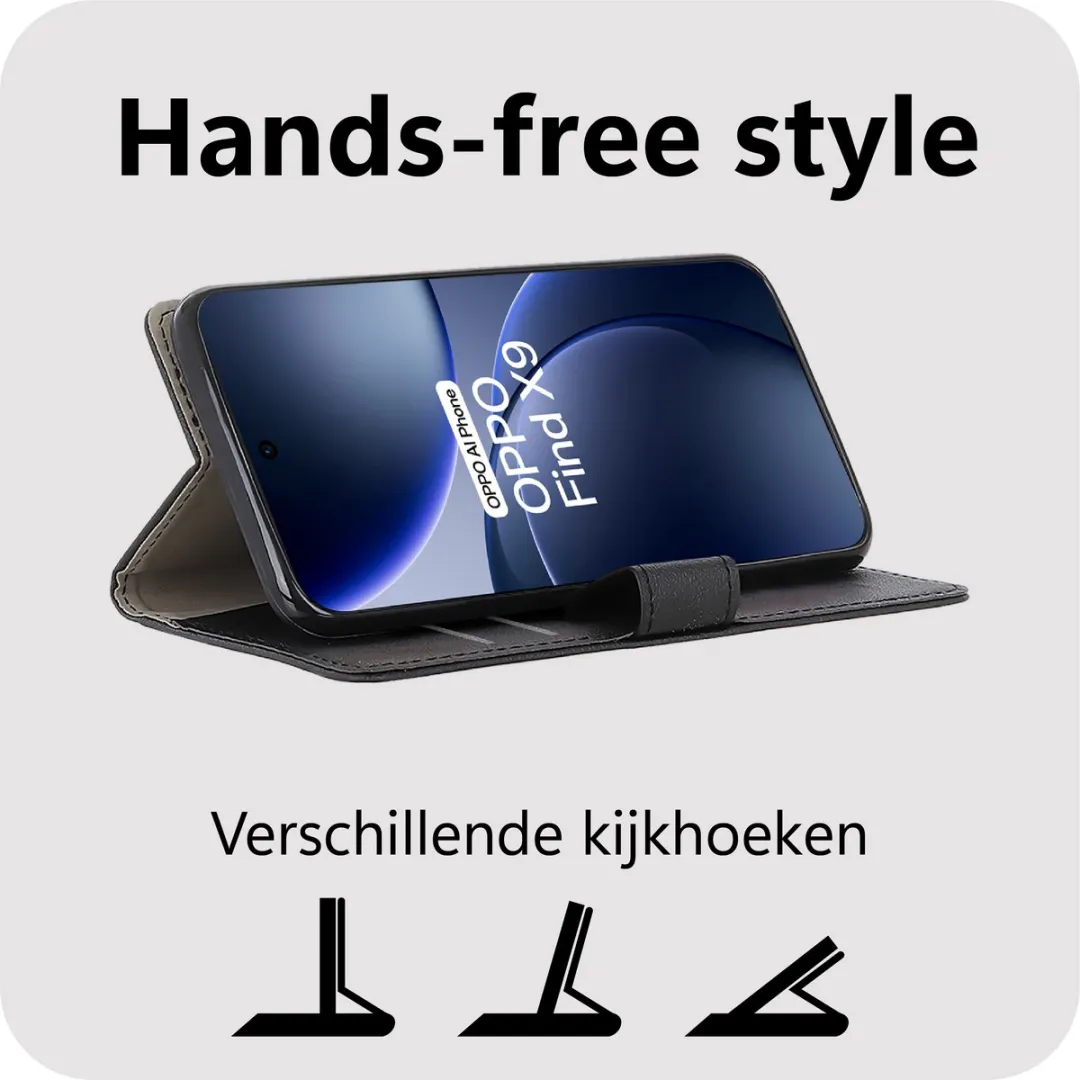 Just in Case Bookcase Classic Oppo Find X9 Hoesje - 2 Pasjes - Zwart