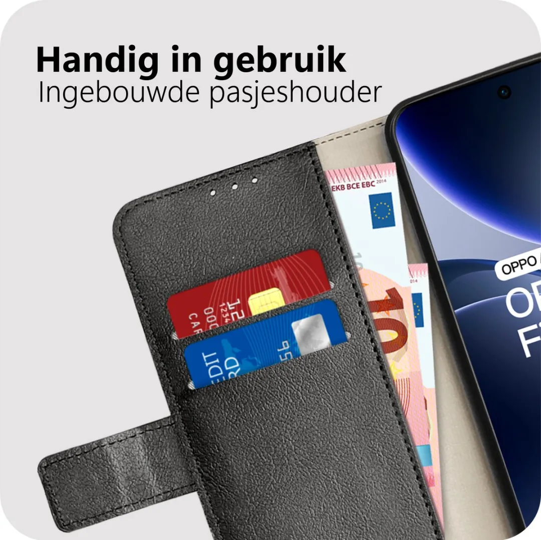 Just in Case Bookcase Classic Oppo Find X9 Hoesje - 2 Pasjes - Zwart