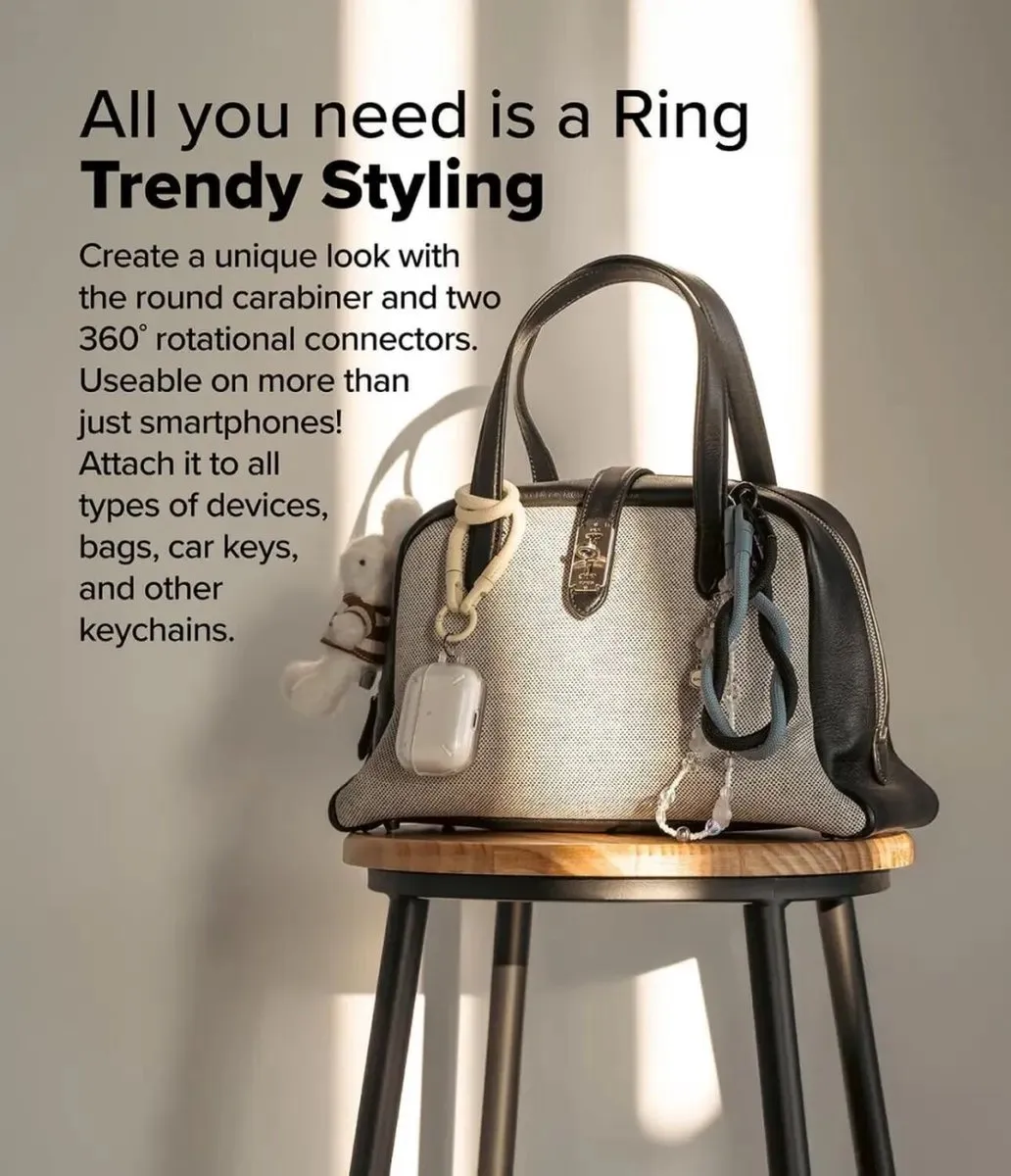Ringke Holder Link & Flow Hand Strap U-Type - Telefoonkoord Zwart