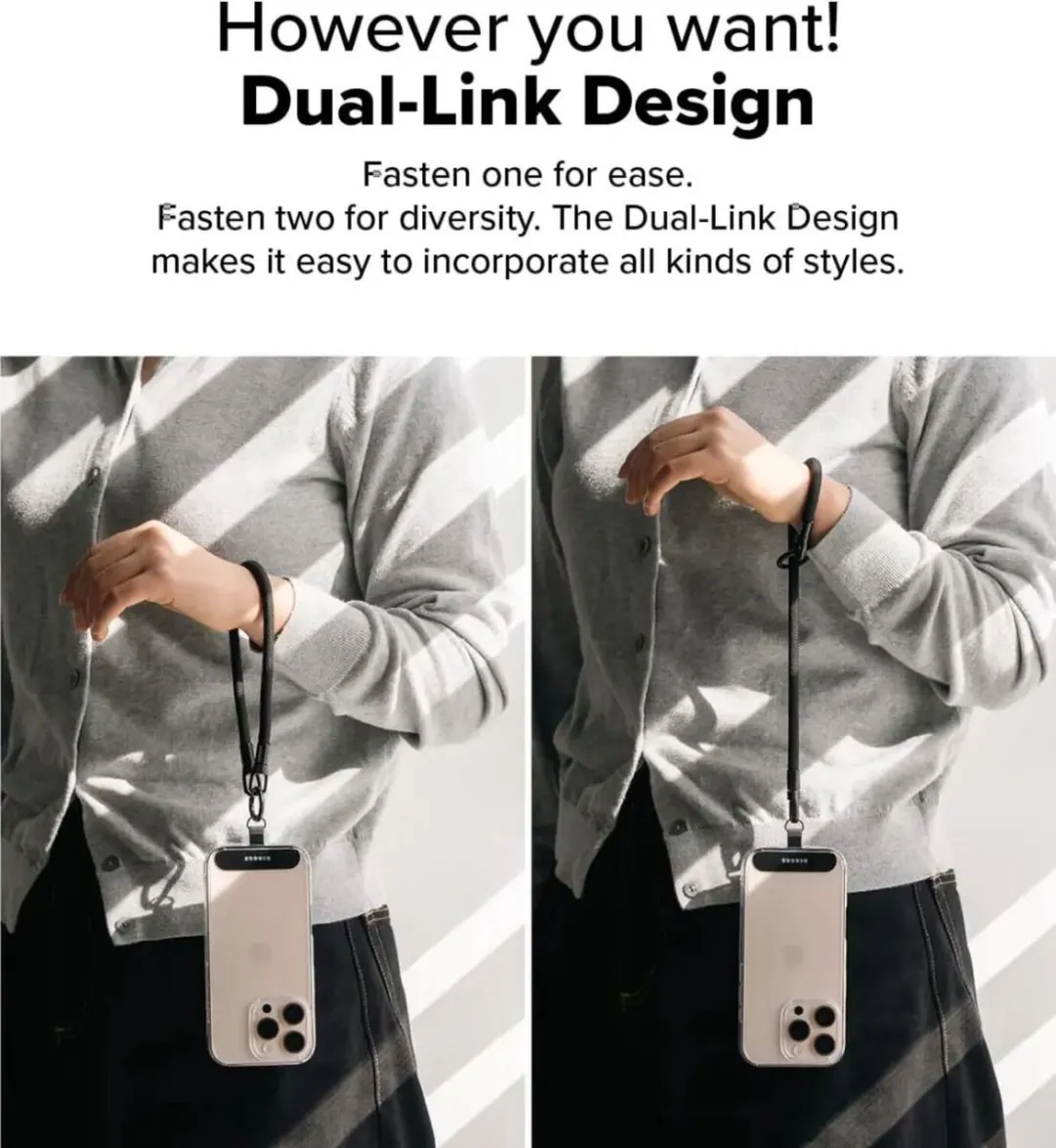 Ringke Holder Link & Flow Hand Strap U-Type - Telefoonkoord Zwart