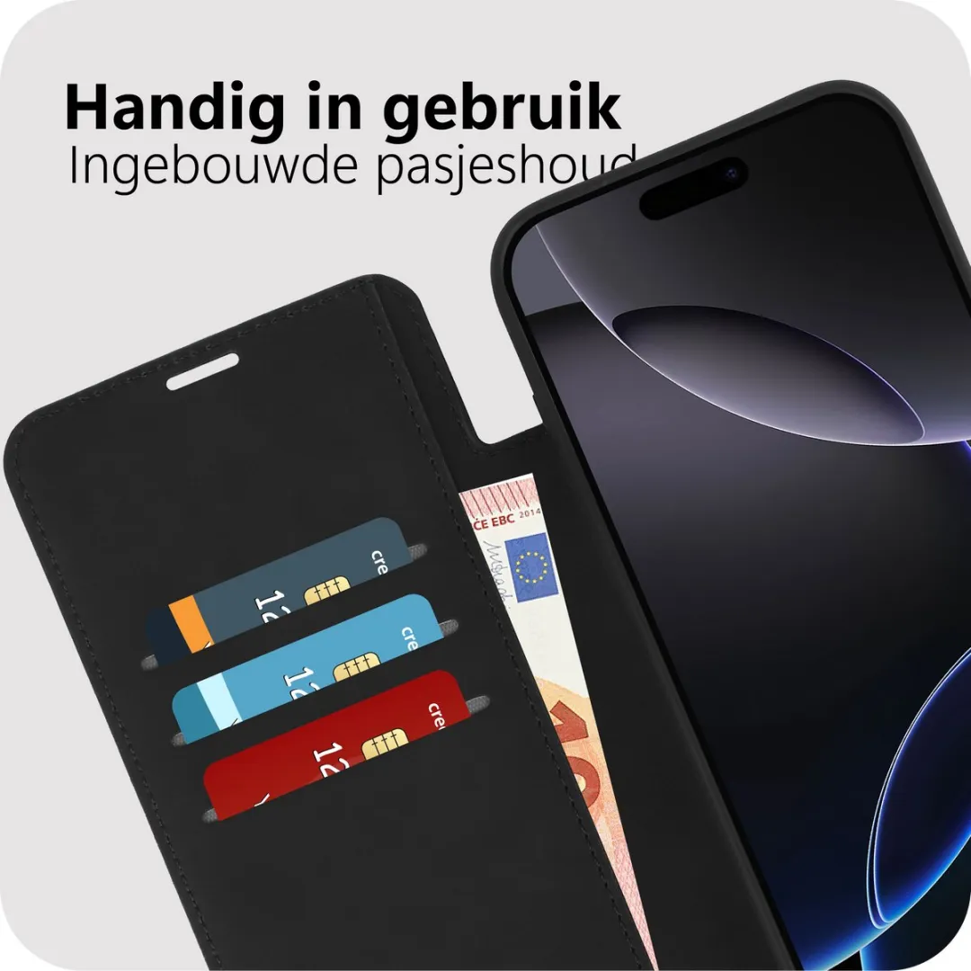 Just in Case iPhone 17 Pro Max Hoesje MAP2763PW1 - Pasjeshouder 4 Stuks - Zwart