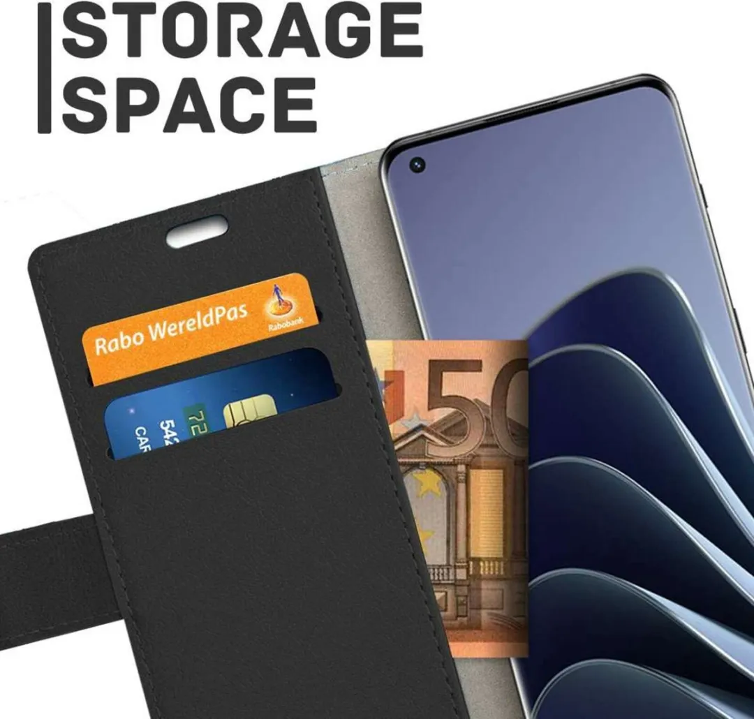 Just in Case Bookcase Classic Hoesje OnePlus 10 Pro - 2 Pasjes - Zwart - afbeelding 5 van 6