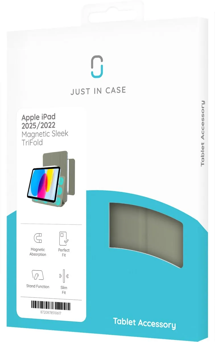 Just in Case iPad 11/10e Gen TriFold Bookcase Hoes - Groen