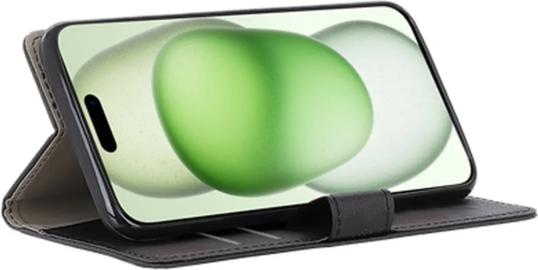 Just in Case Bookcase Classic iPhone 15 Plus Hoesje - 2 Pasjes - Zwart - afbeelding 3 van 6