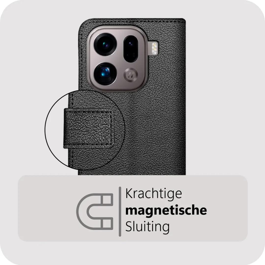 Just in Case Bookcase Classic Oppo Find X9 Pro Hoesje - 2 Pasjes - Zwart - afbeelding 6 van 6