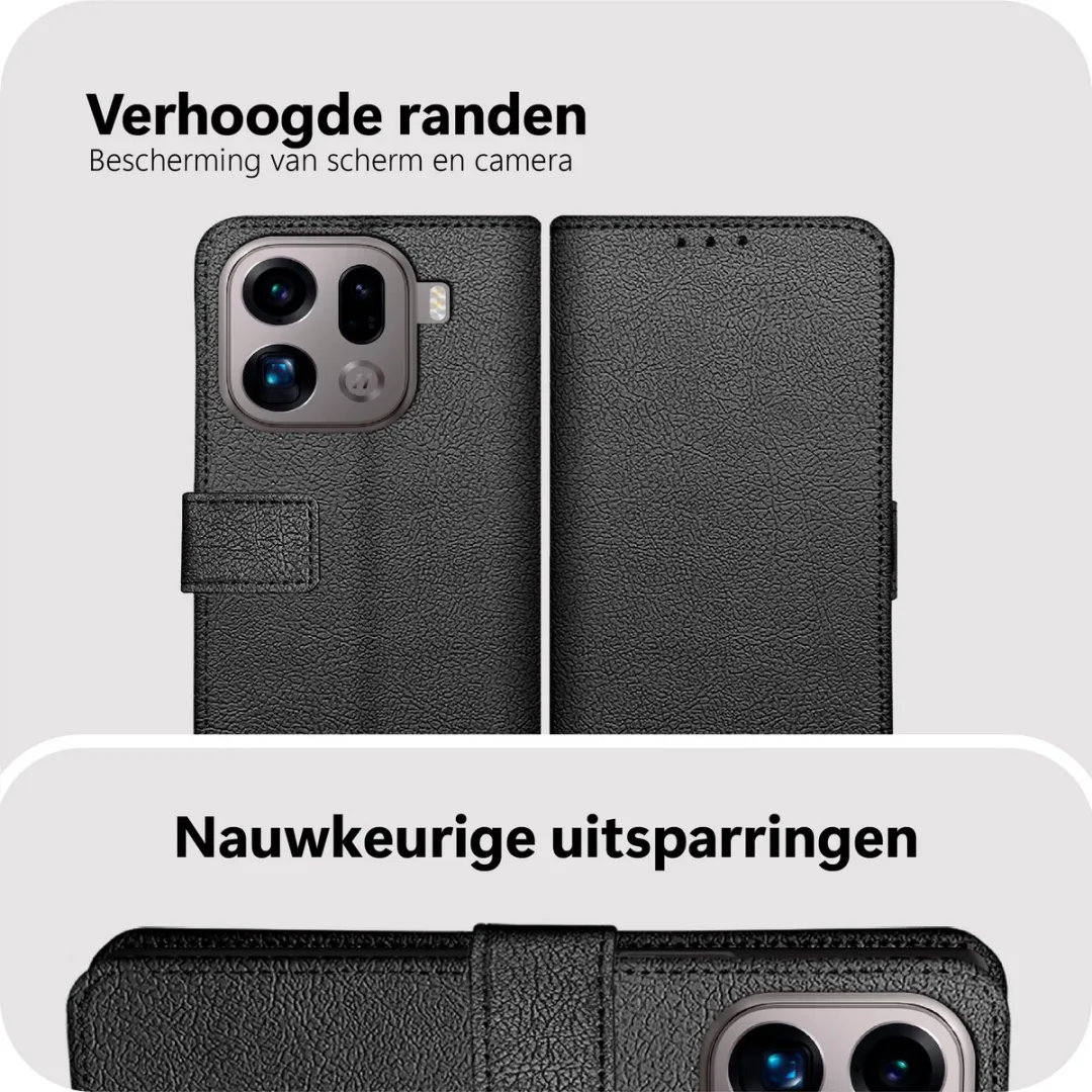 Just in Case Bookcase Classic Oppo Find X9 Pro Hoesje - 2 Pasjes - Zwart