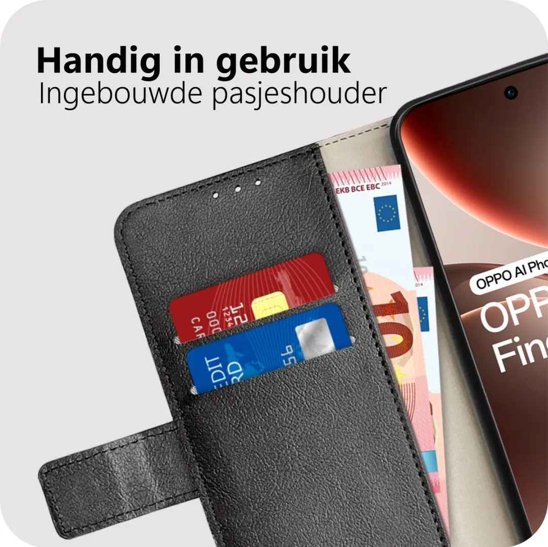 Just in Case Bookcase Classic Oppo Find X9 Pro Hoesje - 2 Pasjes - Zwart