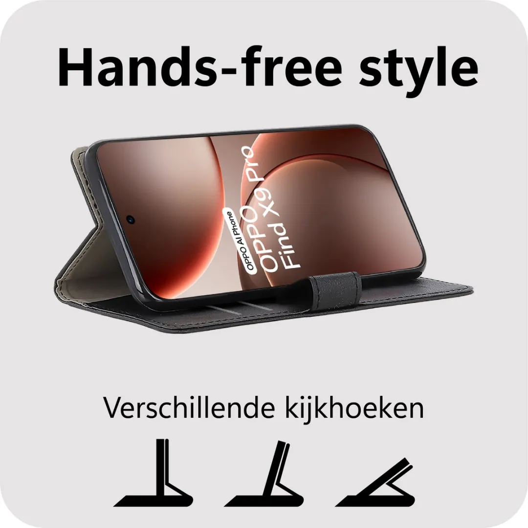 Just in Case Bookcase Classic Oppo Find X9 Pro Hoesje - 2 Pasjes - Zwart