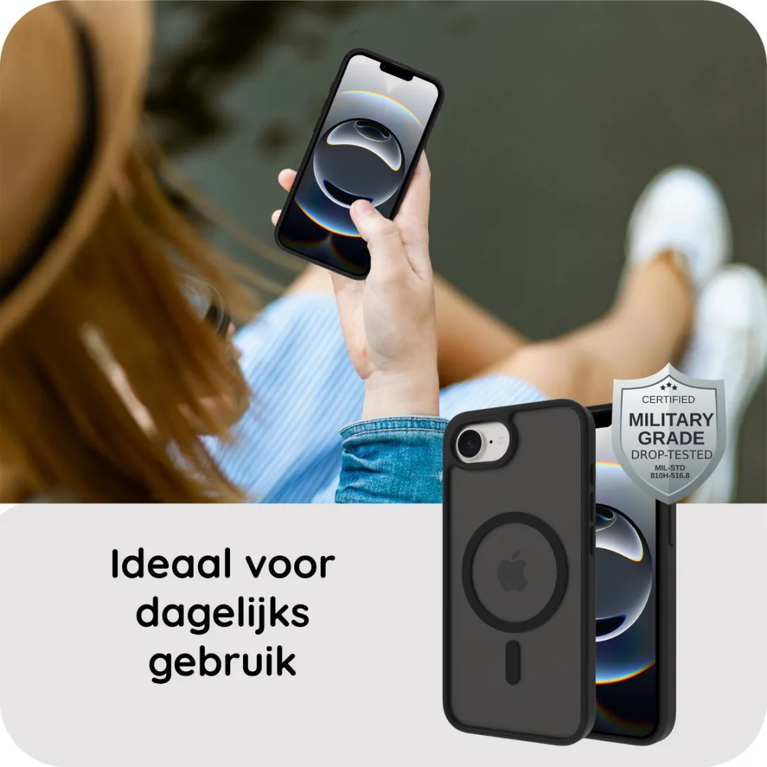 Just in Case iPhone 17e/16e MagSafe Hoesje - Military Grade - Zwart