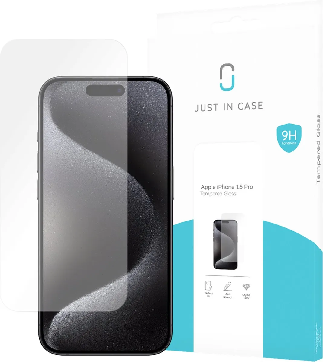 Just in Case iPhone 15 Pro Tempered Glass Screenprotector
