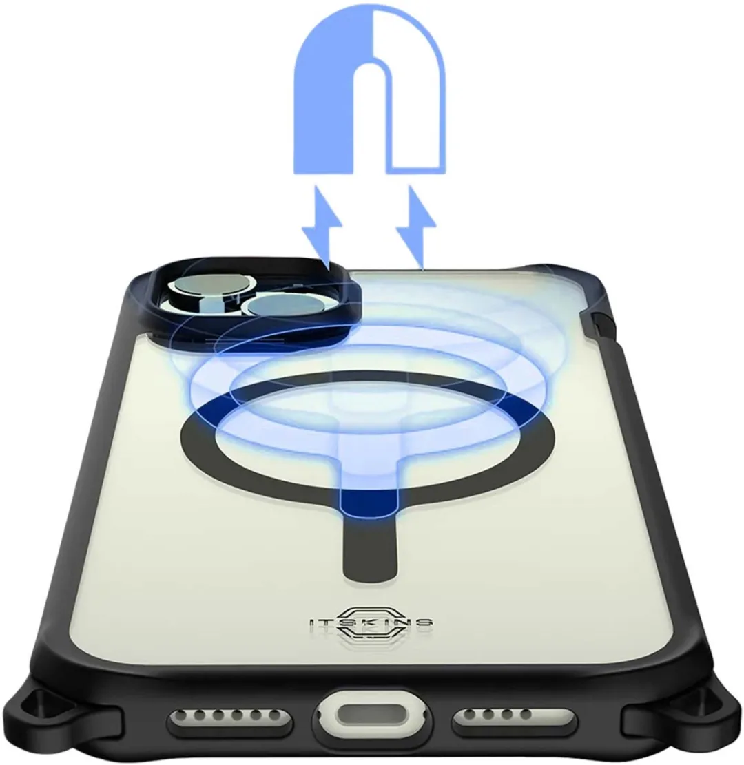 Itskins Hybrid R Sling MagSafe Hoes iPhone 15 - Transparant zwart