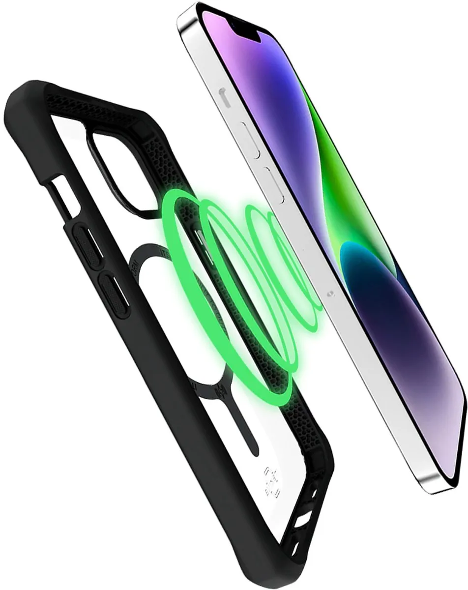 Itskins Hybride Solid MagSafe-hoes iPhone 14 Plus - Transparant