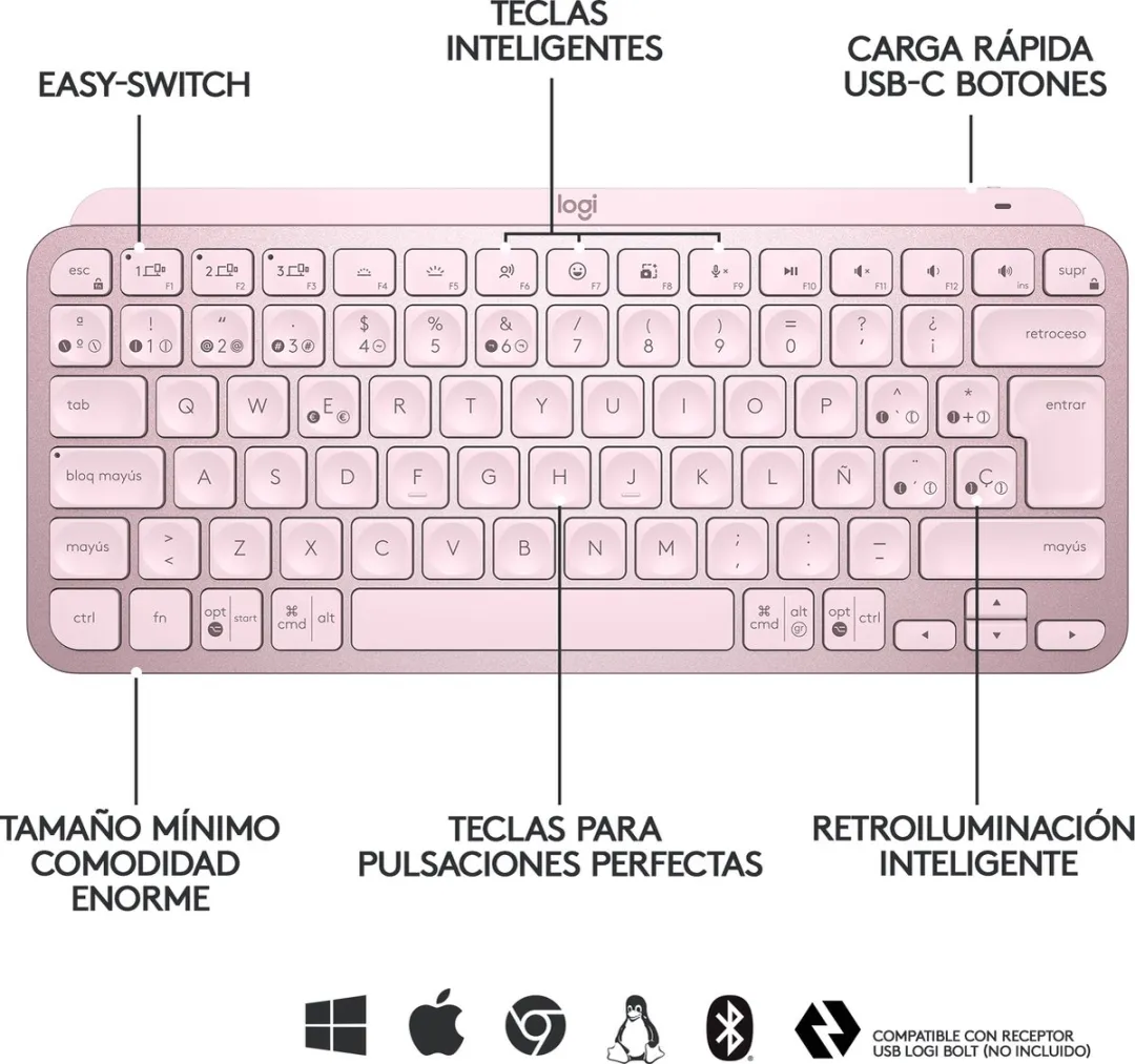 Logitech Keyboard 920-010813 - Roze - afbeelding 3 van 6