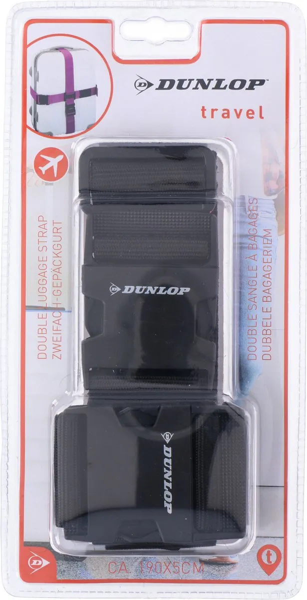 Dunlop Kofferriemen 2x - 190cm x 5cm - Zwart